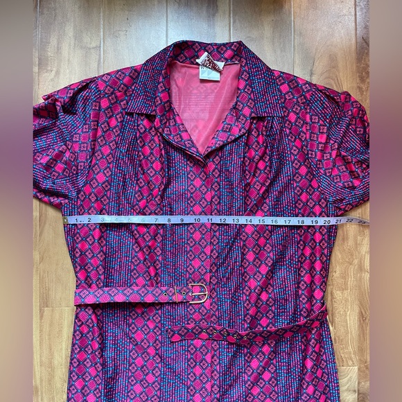 Vintage Bright Purple & Pink All Over Print 'Nat Gordon' Midi Day Dress - Picture 7 of 13